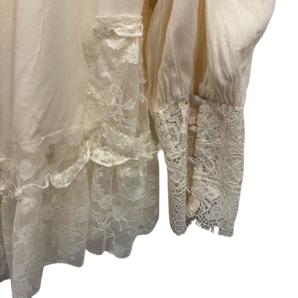 Free People Victorian Lace Tunic Top Size XL Blouse Boho Cottage Whimsygoth - Picture 7 of 10